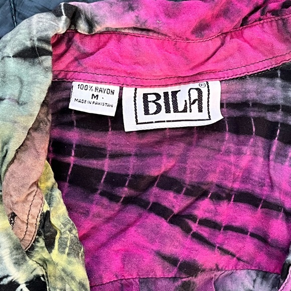 Rayon tie dye button down shirt - Picture 3 of 4